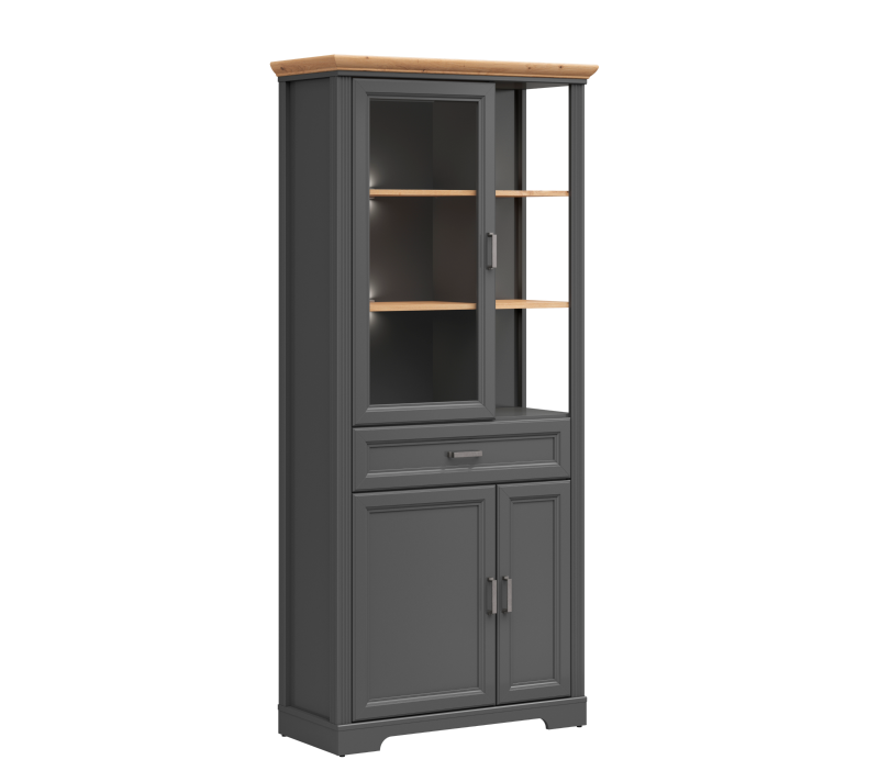 Витрина с подсветкой Жасмин графит/дуб артизан REG1W2D1S_2