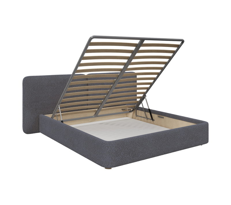 Кровать двуспальная Хаб Софт серый букле 200x200_1