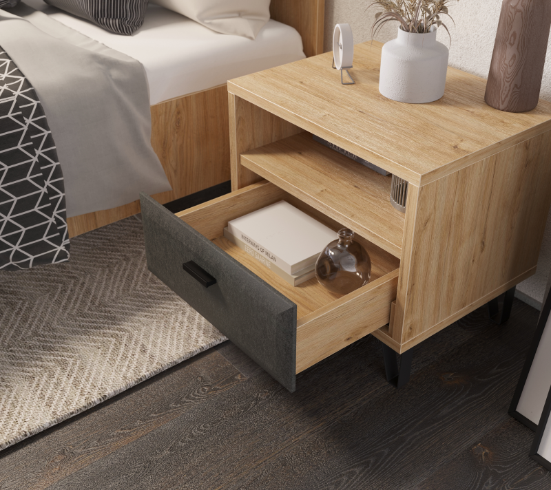 Тумба прикроватная Грейс дуб наварра/графит KOM1S_5