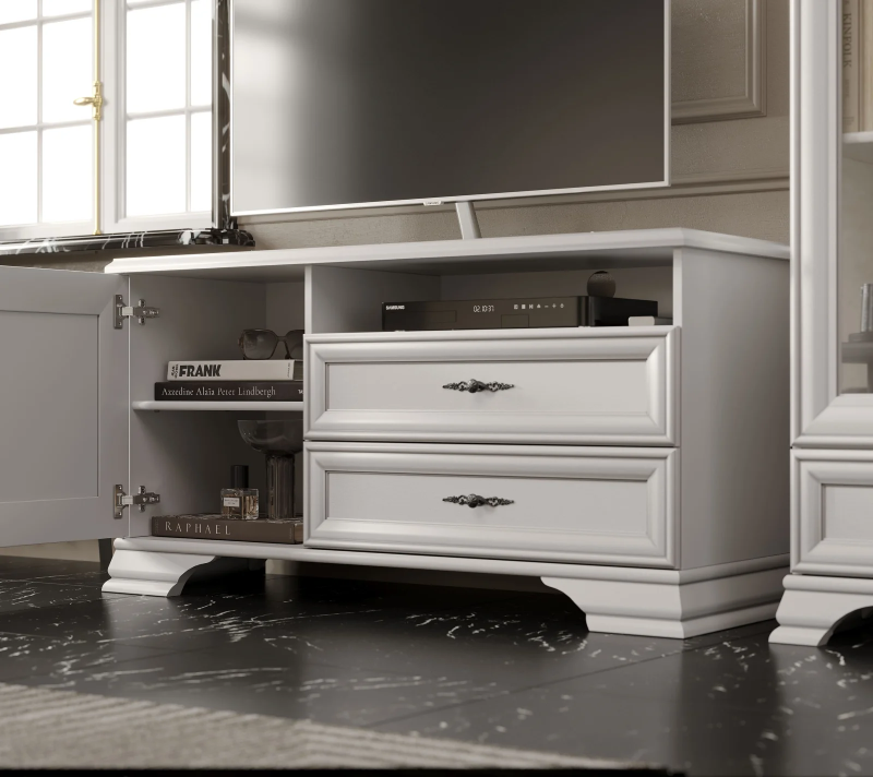 Тумба под телевизор Кентаки белый RTV1D2S_6