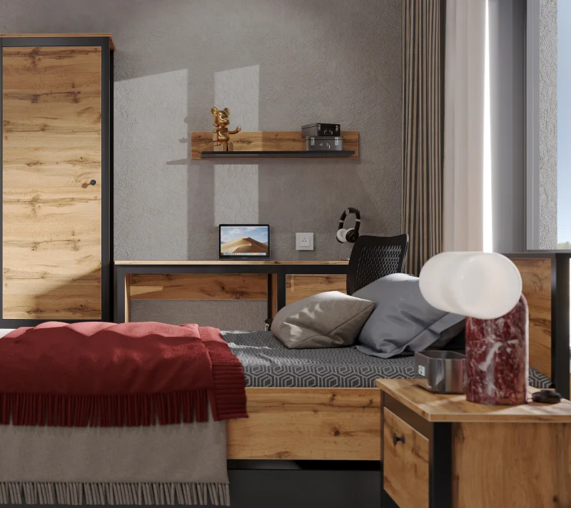 Кровать Лофт дуб вотан LOZ120х200_6