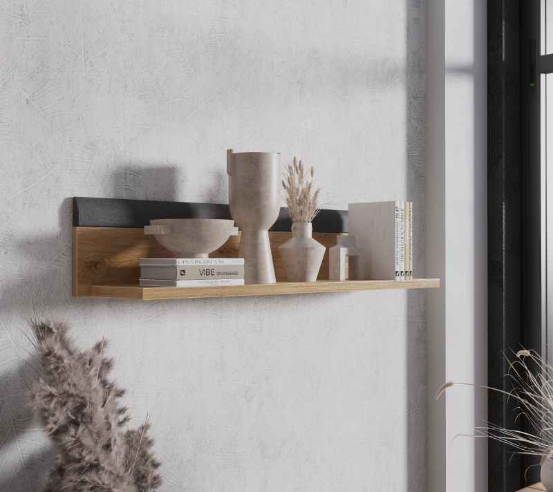 Полка Грейс дуб наварра/графит POL/98_2