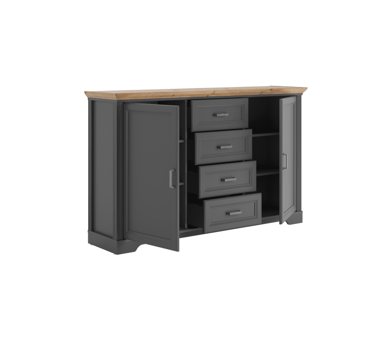 Тумба-комод Жасмин графит/дуб артизан KOM2D4S_2