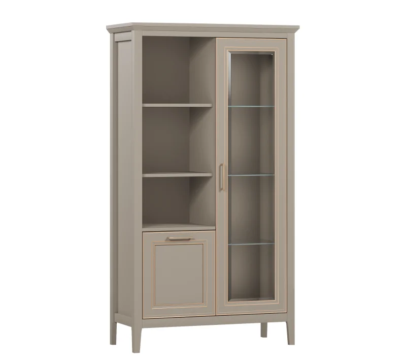 Шкаф-витрина Классик глиняный серый REG1W1D_2