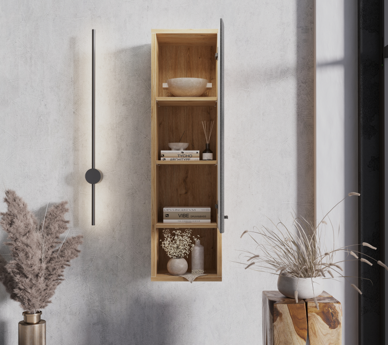 Шкаф навесной Грейс дуб наварра/графит SFW1D_2