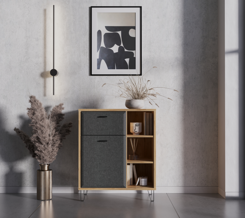 Тумба-комод Грейс дуб наварра/графит KOM1D1S_1