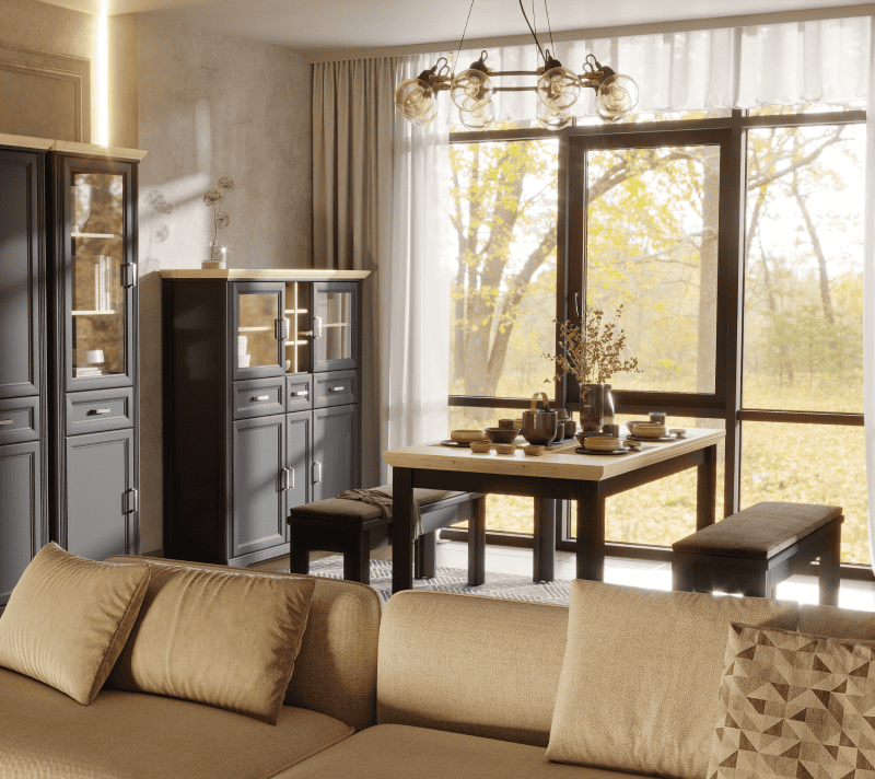 Стол обеденный Жасмин графит/дуб артизан STO_4