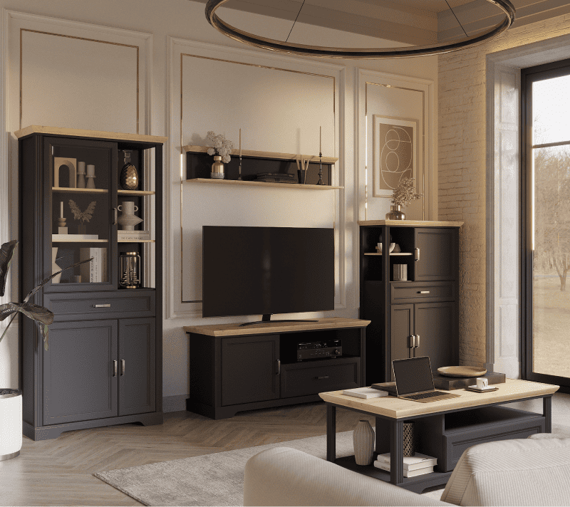 Полка Жасмин графит/дуб артизан POL_3