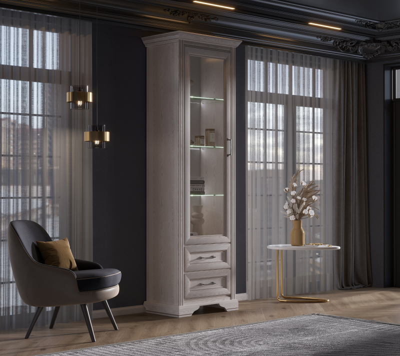 Витрина с подсветкой Стилиус лиственница сибирская REG1W2S_3