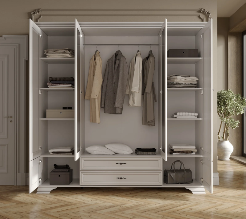 Шкаф с зеркалом Кентаки белый SZF6D2S_2