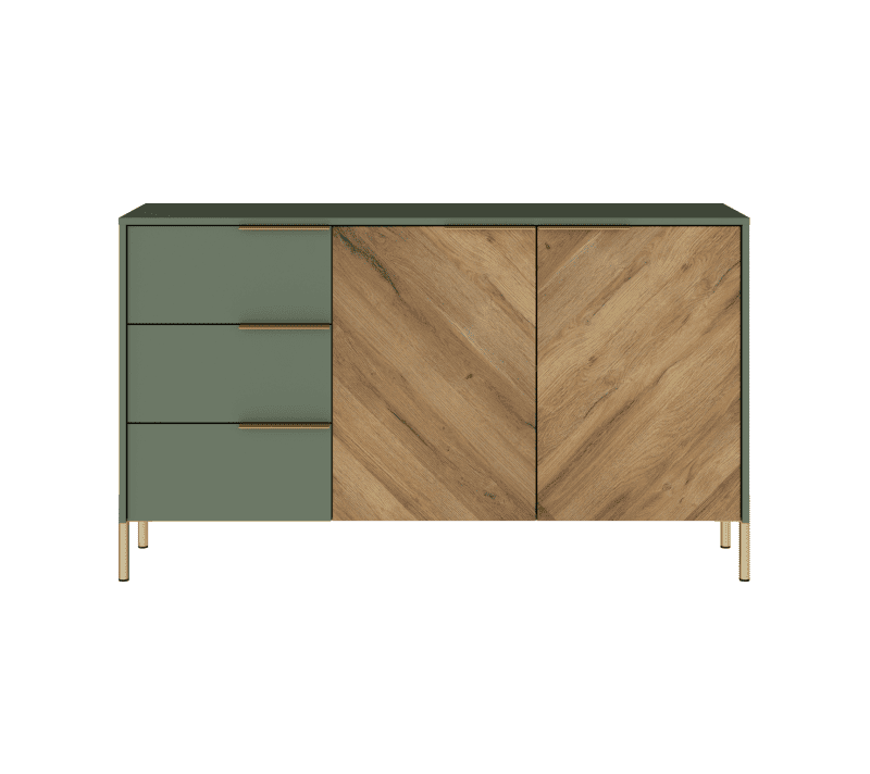 Тумба-комод Сиена дымчатый зеленый/дуб вотан KOM2D3S