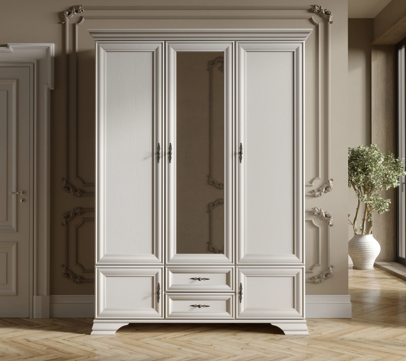 Шкаф с зеркалом Кентаки белый SZF5D2S_1