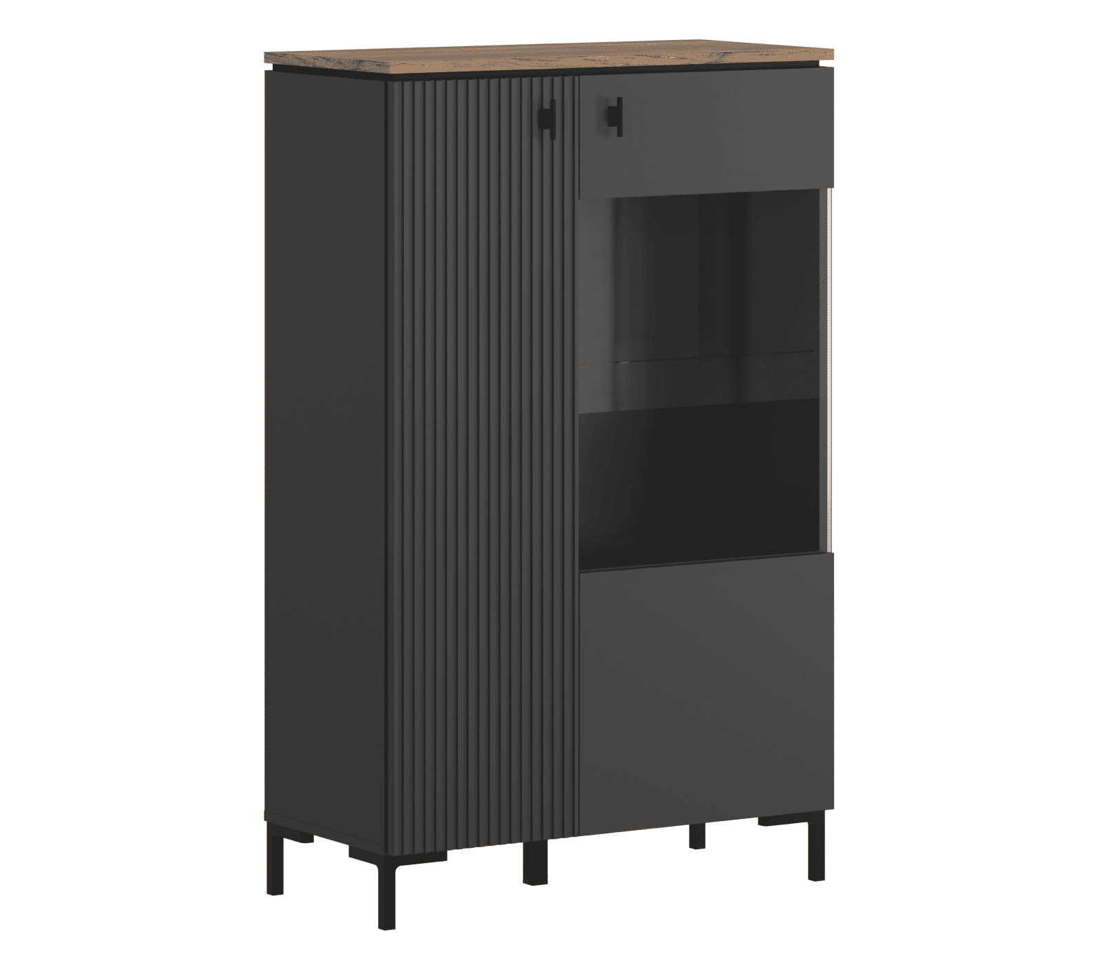 Шкаф-витрина Сан Джиминьяно антрацитовый/дуб нокс REG1D1W/140_2
