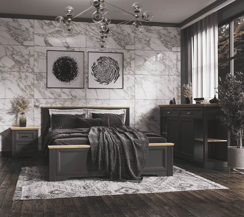 Тумба прикроватная Жасмин графит/дуб артизан KOM2S_4