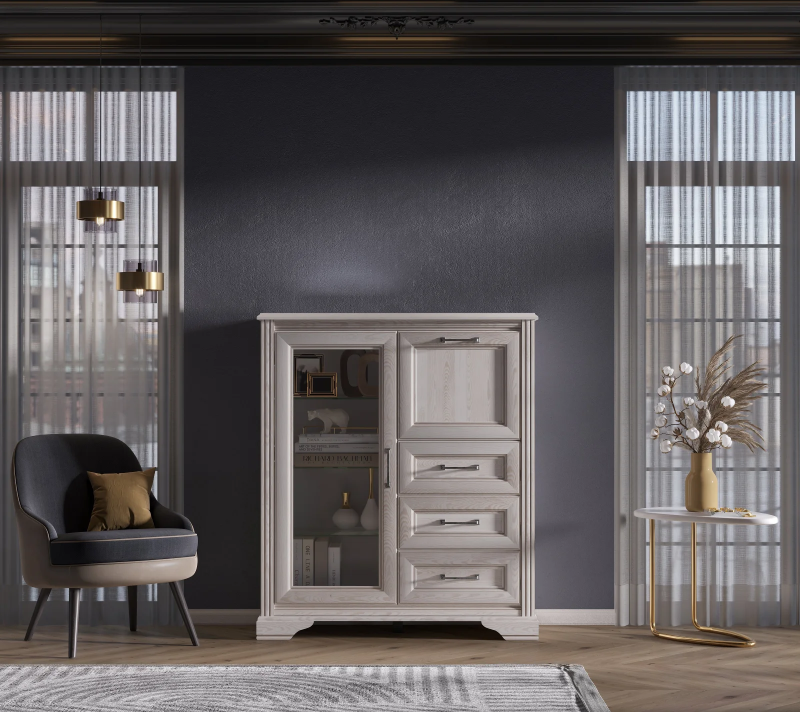 Тумба-витрина Стилиус лиственница сибирская KOM1W1B3S_1