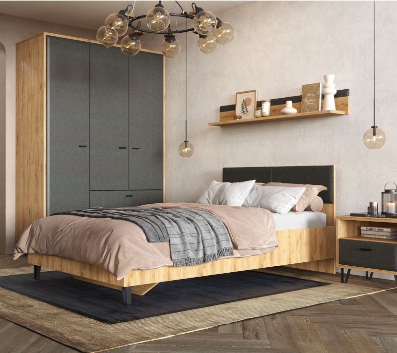 Кровать Грейс дуб наварра/графит LOZ120х200_4