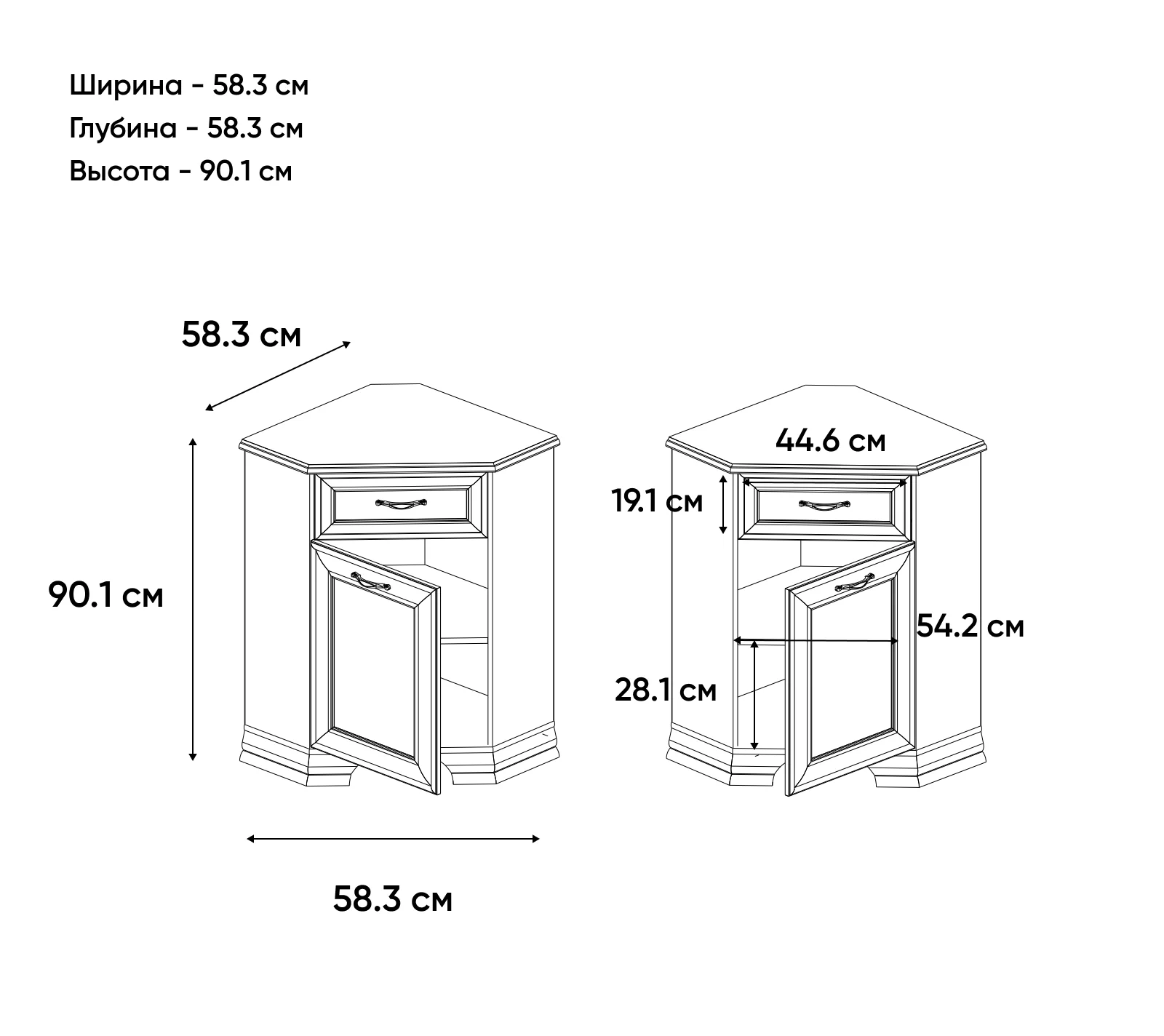 Тумба угловая Тиффани вудлайн кремовый 1D1SU_2