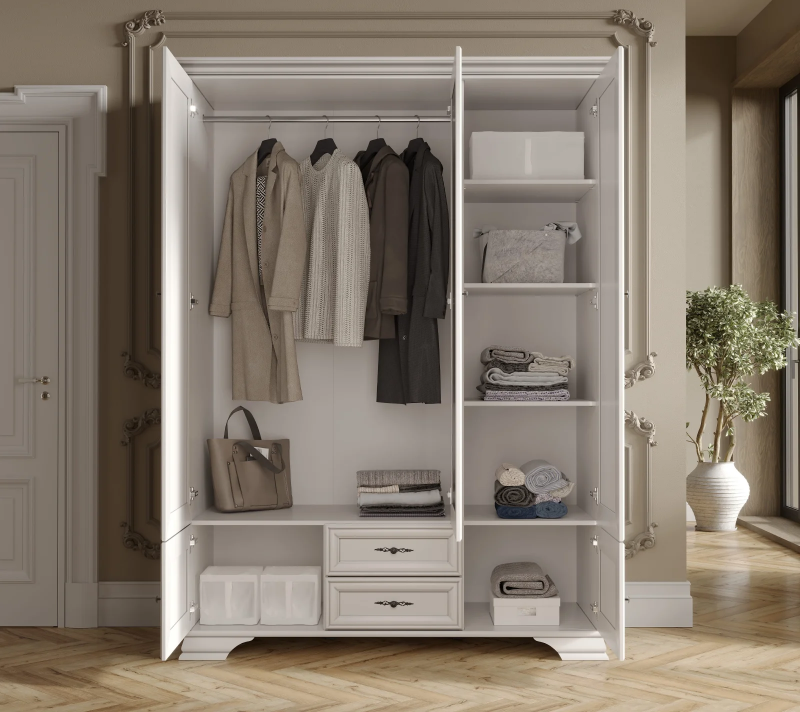 Шкаф с зеркалом Кентаки белый SZF5D2S_2