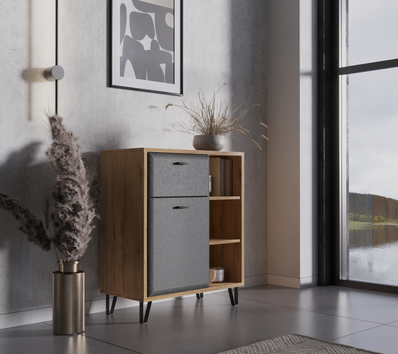 Тумба-комод Грейс дуб наварра/графит KOM1D1S_3