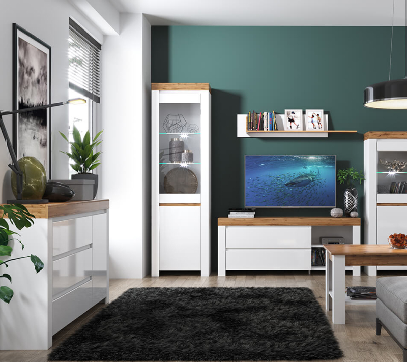 Тумба-комод Таурус белый глянец/дуб вотан 1D3S_4