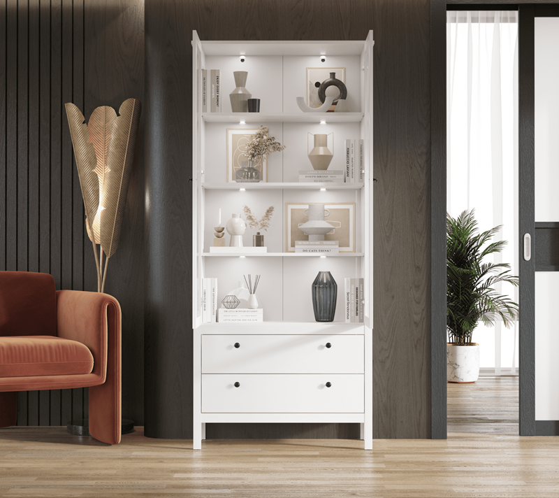 Витрина с подсветкой Эва белый REG2W2S_2