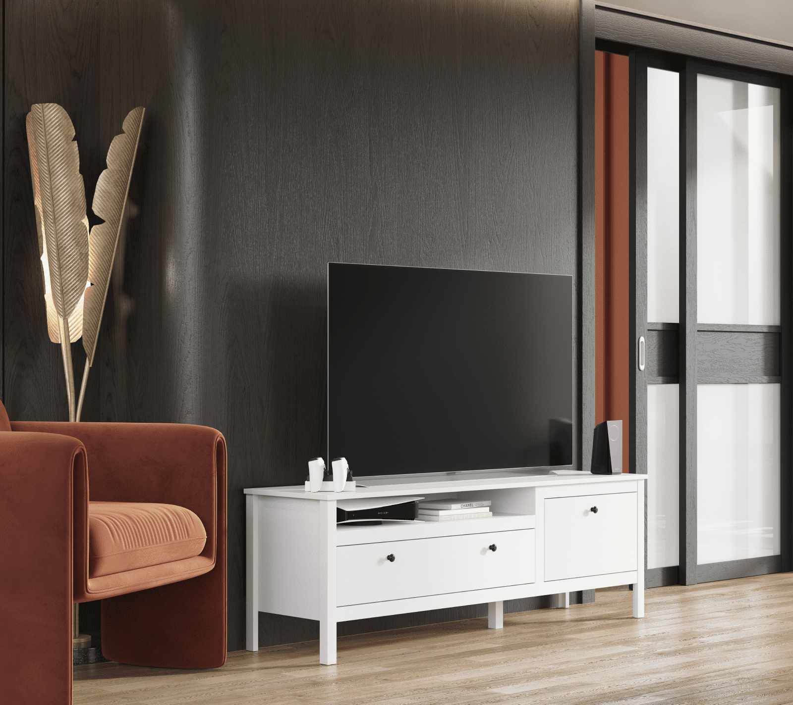 Тумба под телевизор Эва белый RTV1D1S_3