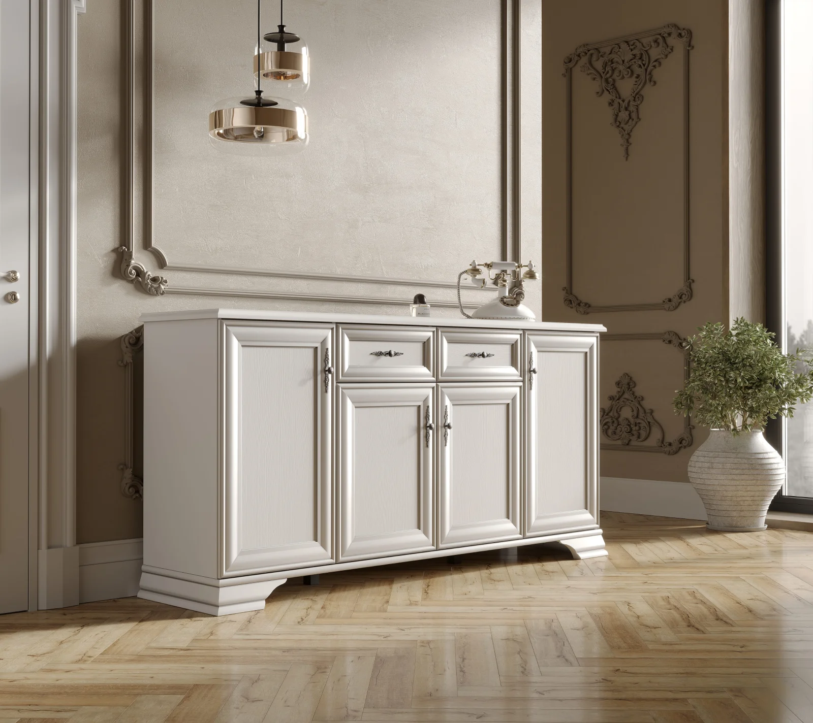 Тумба-комод Кентаки белый KOM4D2S_3