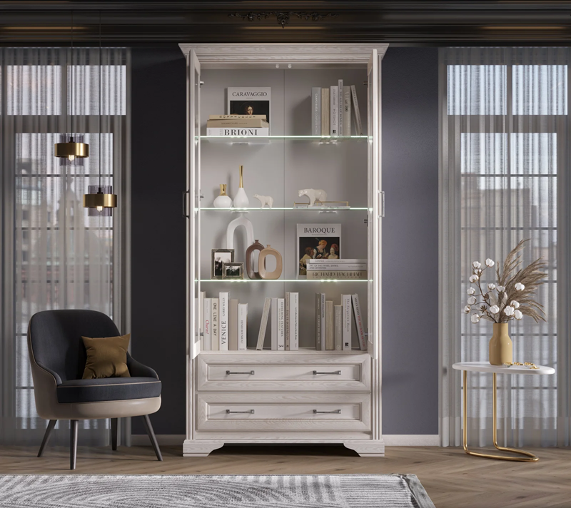 Витрина с подсветкой Стилиус лиственница сибирская REG2W2S_2