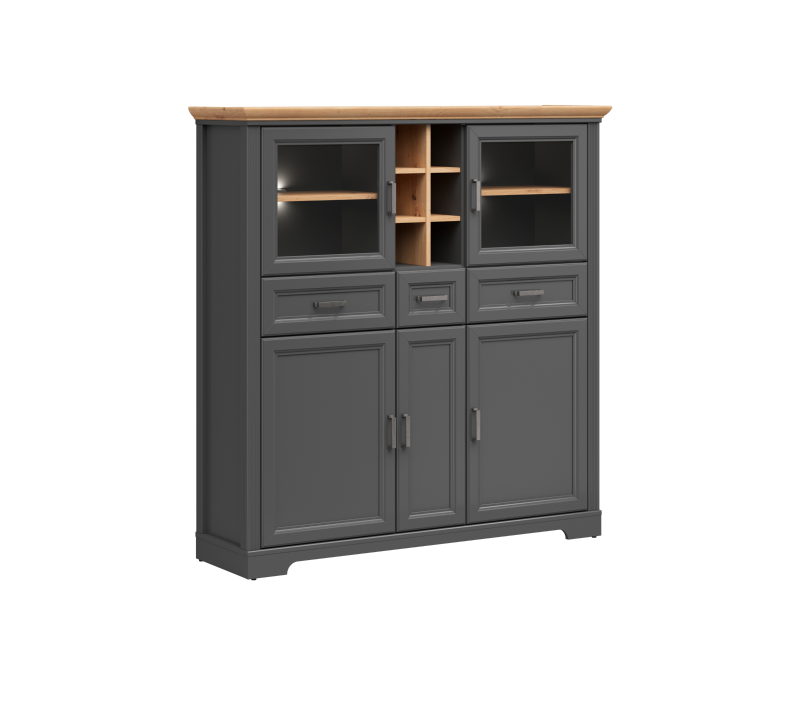 Витрина с подсветкой Жасмин графит/дуб артизан REG2W3D3S_1