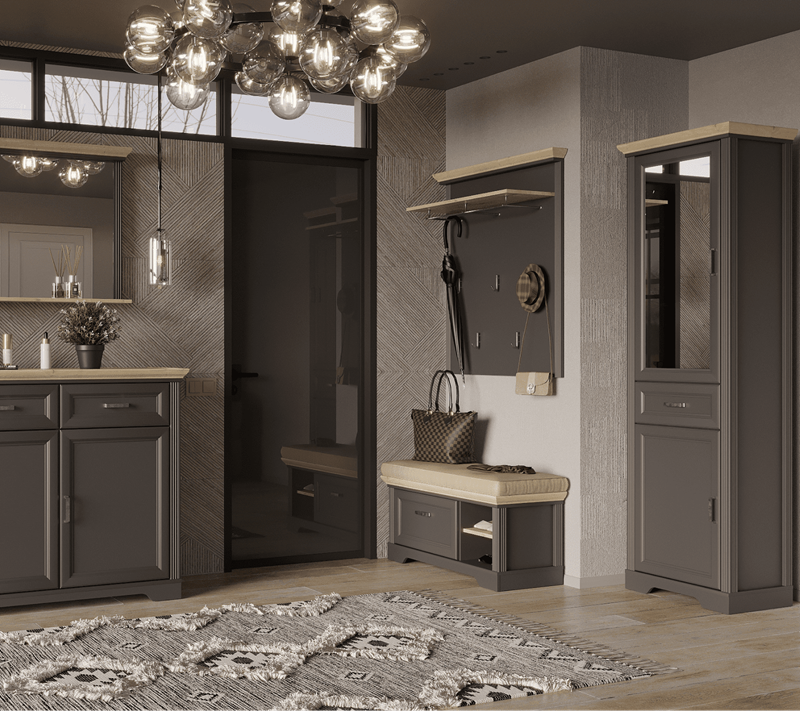 Тумба для обуви Жасмин графит/дуб артизан KOM1S_5