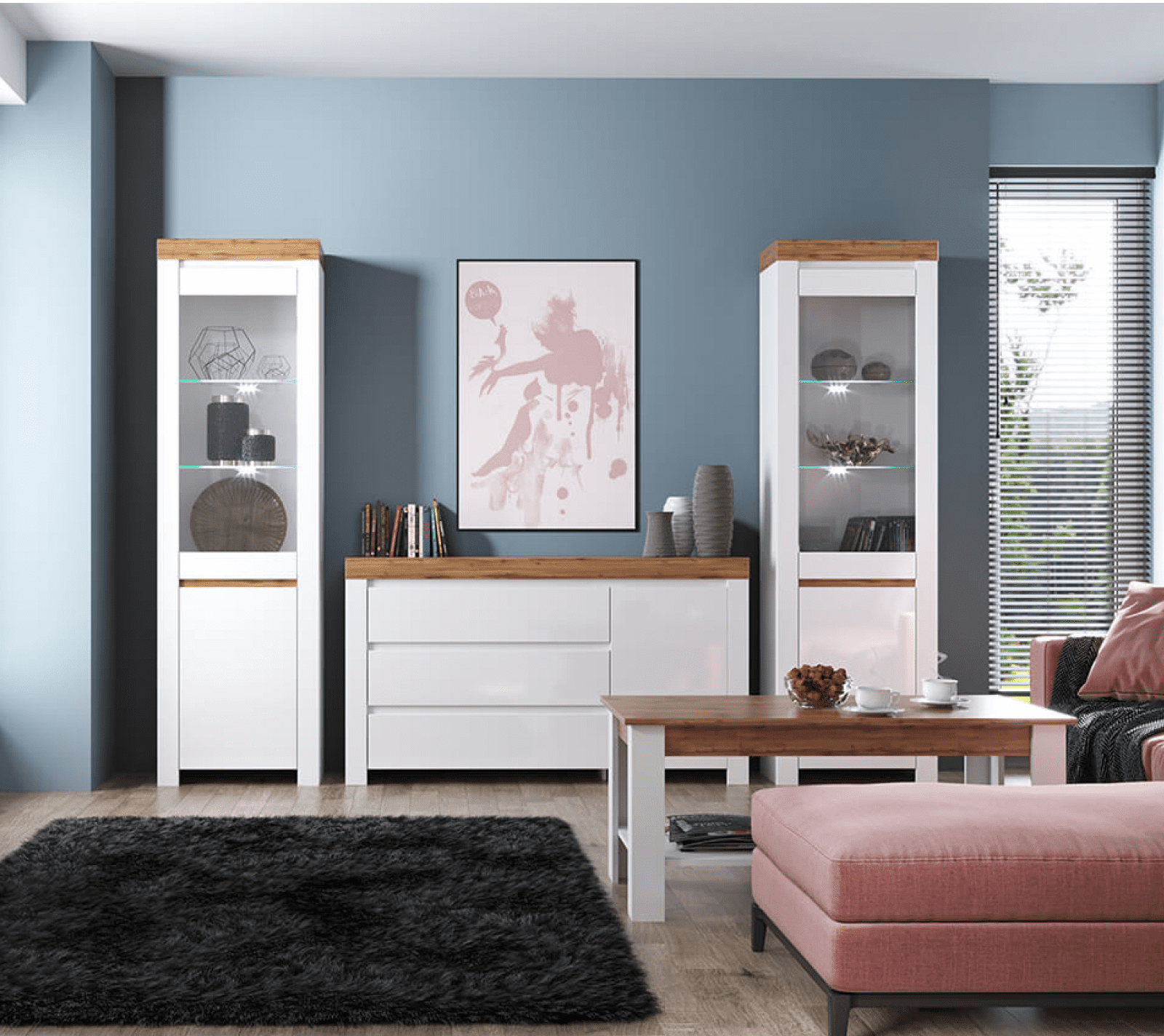 Тумба-комод Таурус белый глянец/дуб вотан 1D3S_3