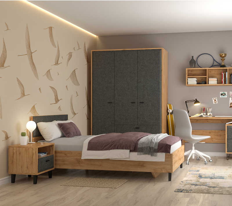 Шкаф Грейс дуб наварра/графит SZF3D2S_7