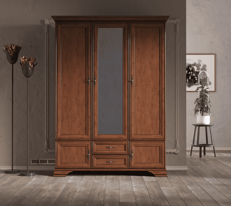 Шкаф с зеркалом Кентаки каштан SZF5D2S_1