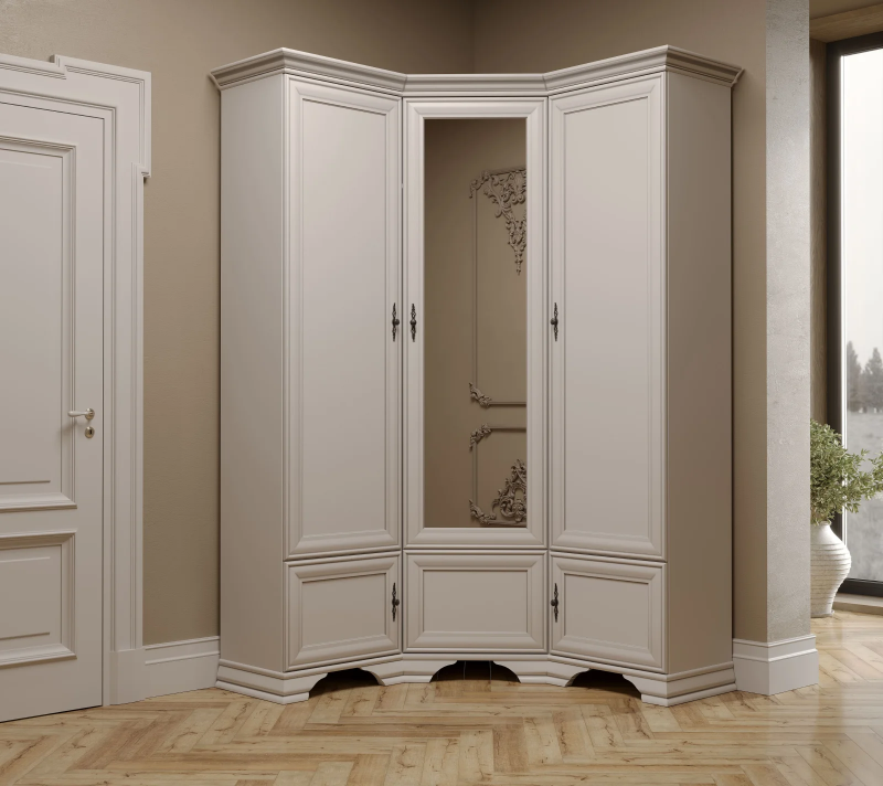 Шкаф с зеркалом угловой Кентаки белый SZFN5D_1