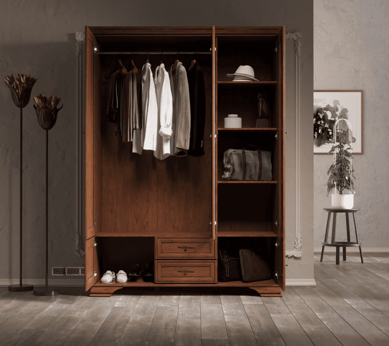 Шкаф с зеркалом Кентаки каштан SZF5D2S_2