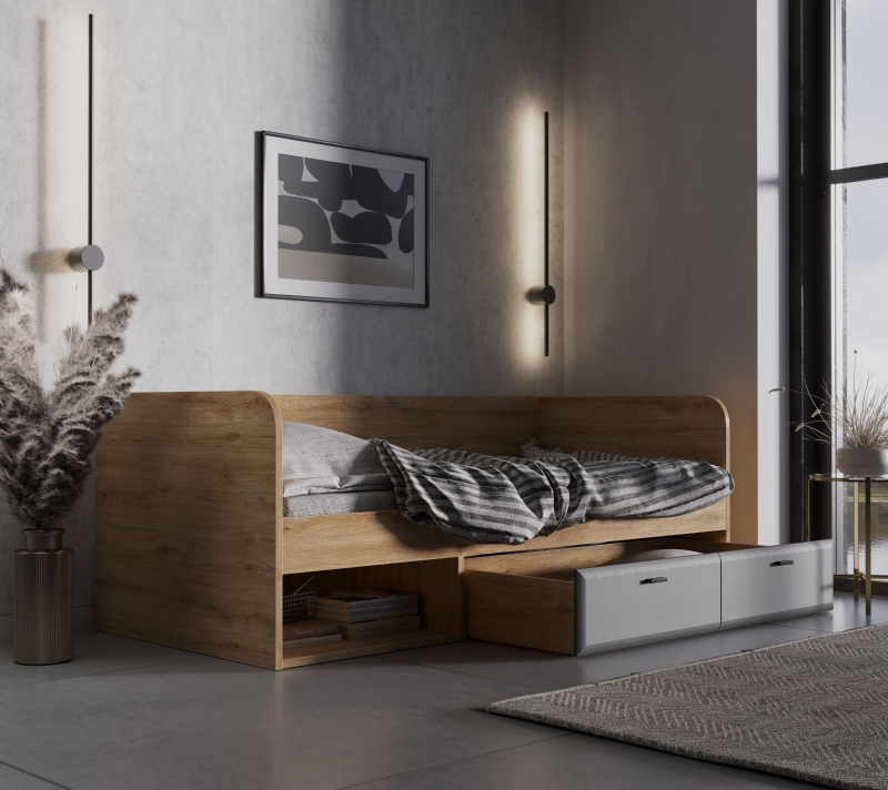 Кровать Грейс дуб наварра/графит LOZ/90_2