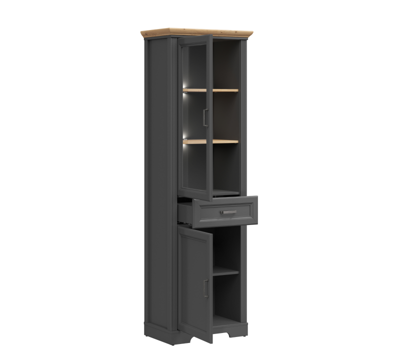 Витрина с подсветкой Жасмин графит/дуб артизан REG1W1D1S_1