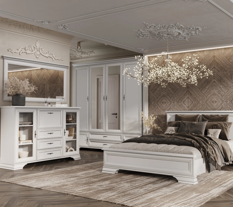 Шкаф с зеркалом Кентаки белый SZF6D2S_6