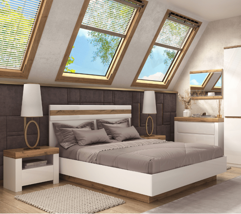 Тумба прикроватная Таурус белый глянец/дуб вотан 1SN_4