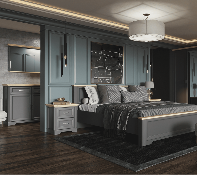 Тумба прикроватная Жасмин графит/дуб артизан KOM2S_6