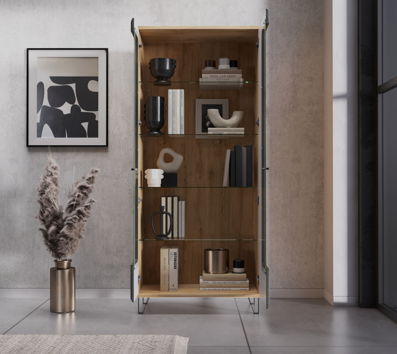 Витрина Грейс дуб наварра/графит REG2W_2