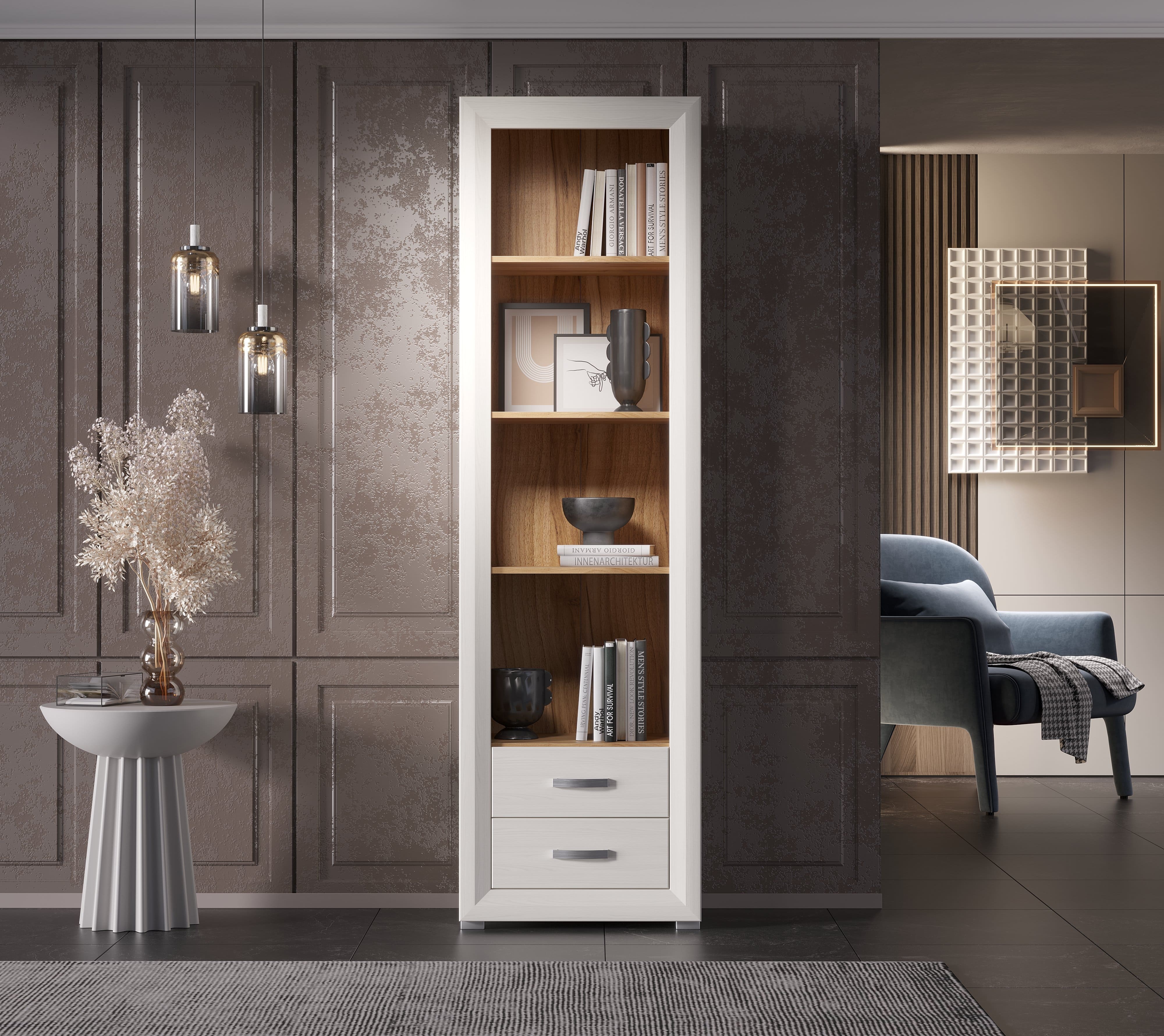 Стеллаж Мальта лиственница сибирская/орех лион REG2S_1