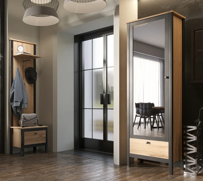 Шкаф с зеркалом Лофт дуб вотан SZF1W1S/60_5