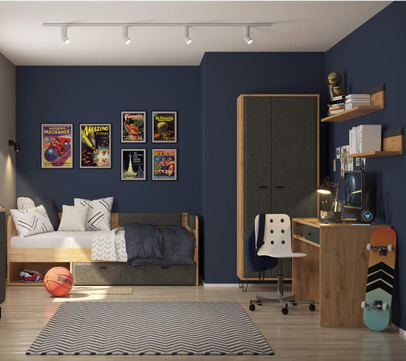 Стол письменный Грейс дуб наварра/графит BIU1S_5