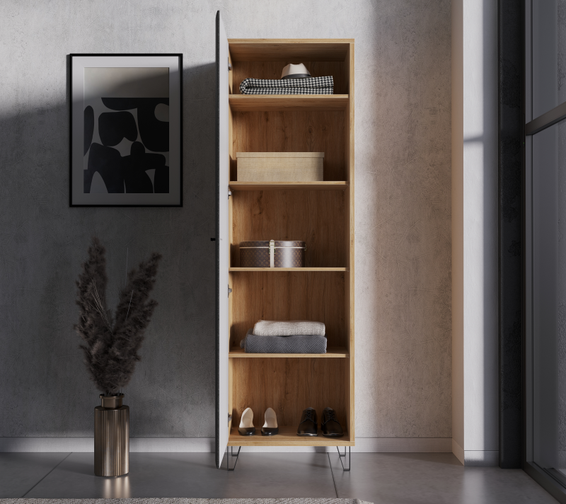 Шкаф Грейс дуб наварра/графит SZF1D_3