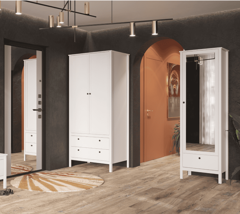 Шкаф с зеркалом Эва белый SZF1W1S/60_5