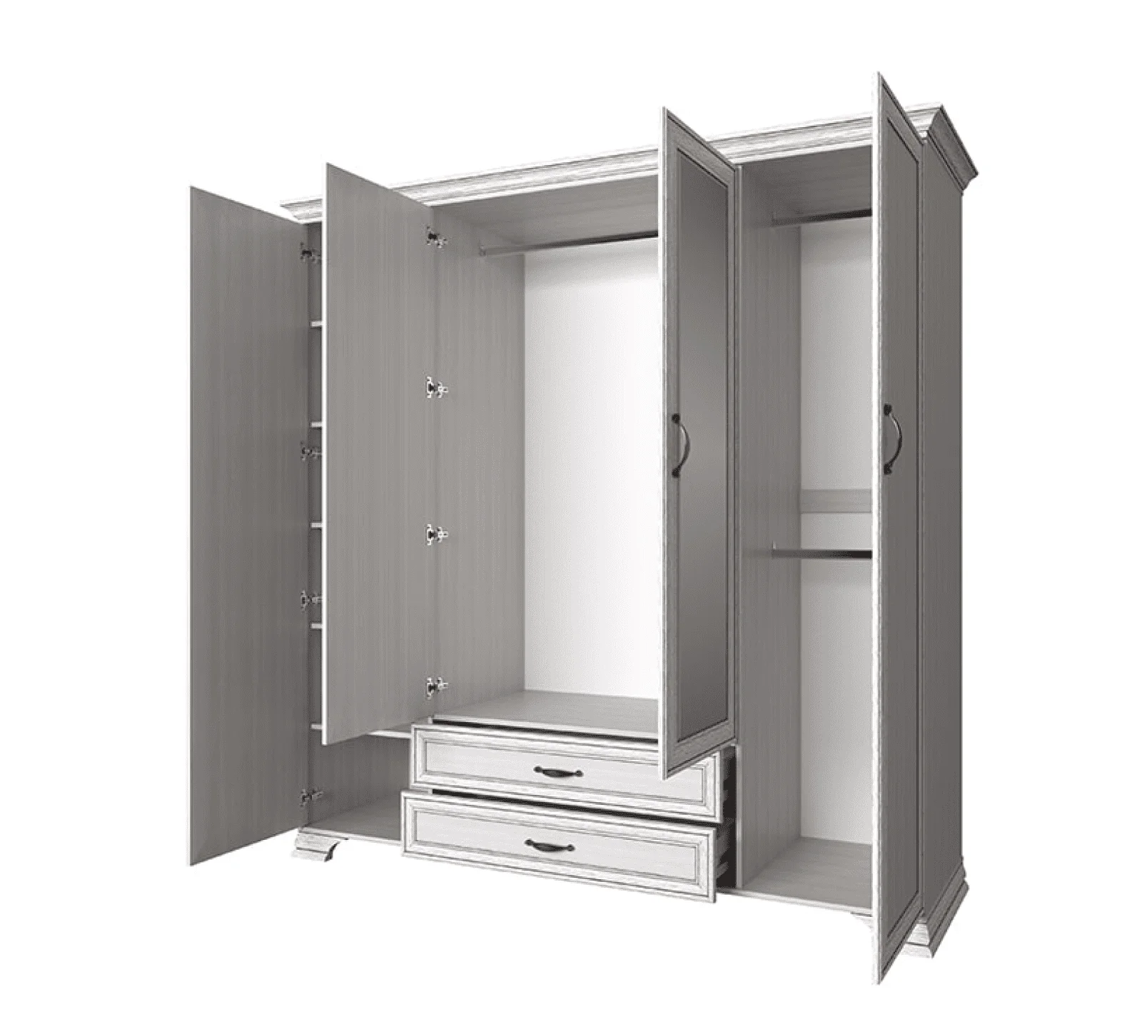 Шкаф с зеркалом Тиффани вудлайн кремовый 4D2S Z_1