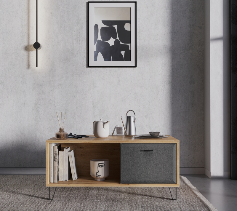 Стол журнальный Грейс дуб наварра/графит LAW2D_1