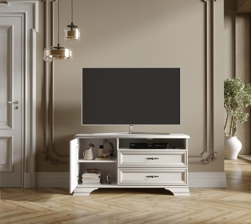 Тумба под телевизор Кентаки белый RTV1D2S_2