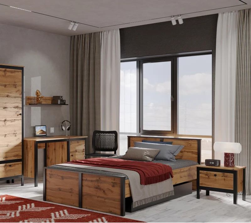 Кровать Лофт дуб вотан LOZ120х200_5